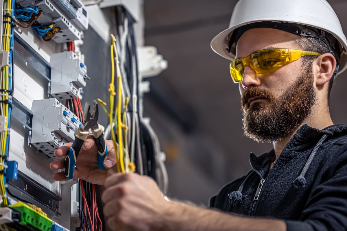 a high paid electrician on the job